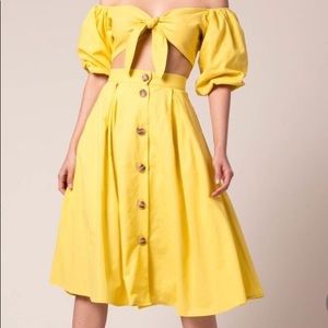 Yellow Button Front Skirt